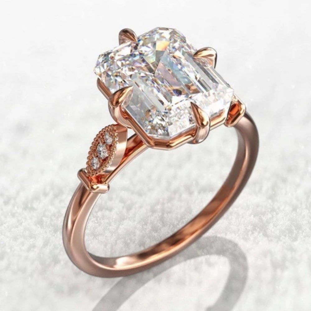 Wedding Bands Engagement Rings ROSE GOLD PLATED DIAMOND RING